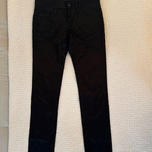 7 For All Mankind Black satin waxed Jeans.